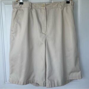 •L.L. Bean• Original Fit High Rise Khaki Twill Shorts - Size 14